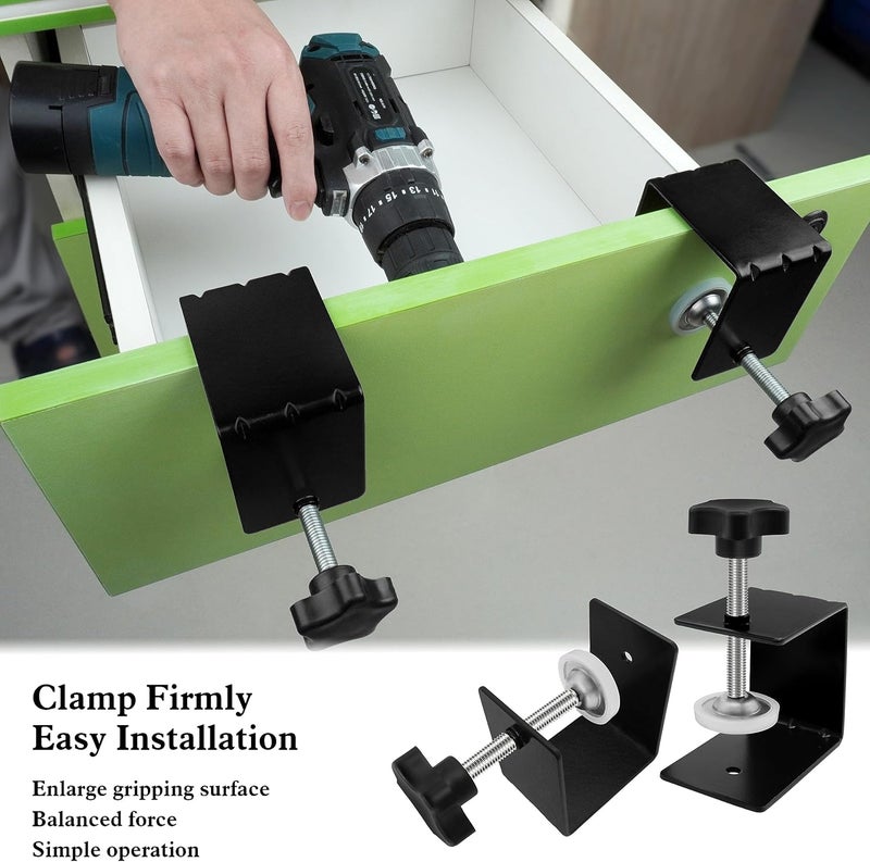 ViewReal 2-Pack Large Drawer Installation Clamps - 3mm Thicker Cabinet Hardware Jig, U Clamp Drill Hole Guide with Non-slip Silicone Protective Pads - Image 5